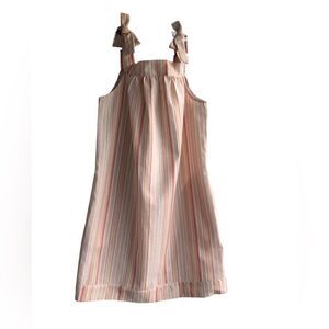 NWT GIRLS Copper Key Pillow-Case Dress in Beige Mauve Orange White Lines Size:M